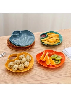 KitchAntique KitchAntique ShellShaped Chips Dip Plates Lightweight Divided Wheat Straw Dish Dishwasher Microwave Safe Serving Tray for Snacks Appetizers Ideal for Parties Family Gatherings Yellow  - Image 2