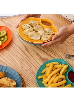 KitchAntique KitchAntique ShellShaped Chips Dip Plates Lightweight Divided Wheat Straw Dish Dishwasher Microwave Safe Serving Tray for Snacks Appetizers Ideal for Parties Family Gatherings Yellow  - Image 5