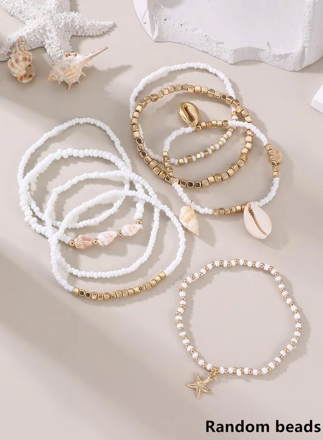 Take Two  Set of 8 - Seashell Charm Beaded Anklet for Women | Best Price UAE
