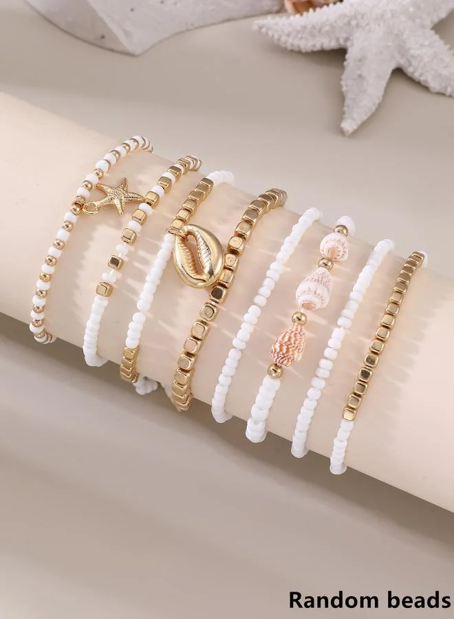 Take Two Set of 8 - Seashell Charm Beaded Anklet