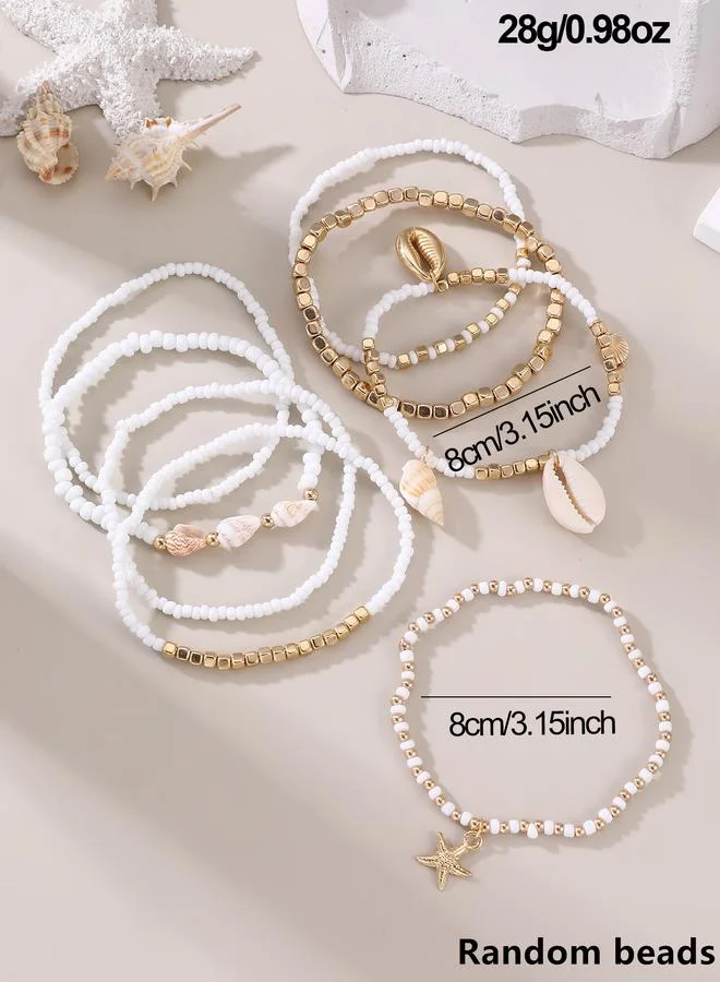 Take Two  Set of 8 - Seashell Charm Beaded Anklet for Women | Best Price UAE