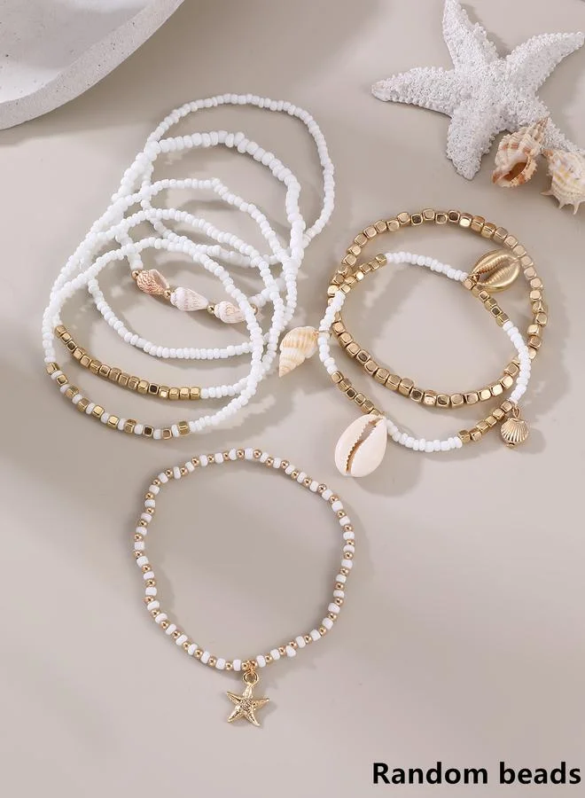Take Two  Set of 8 - Seashell Charm Beaded Anklet for Women | Best Price UAE