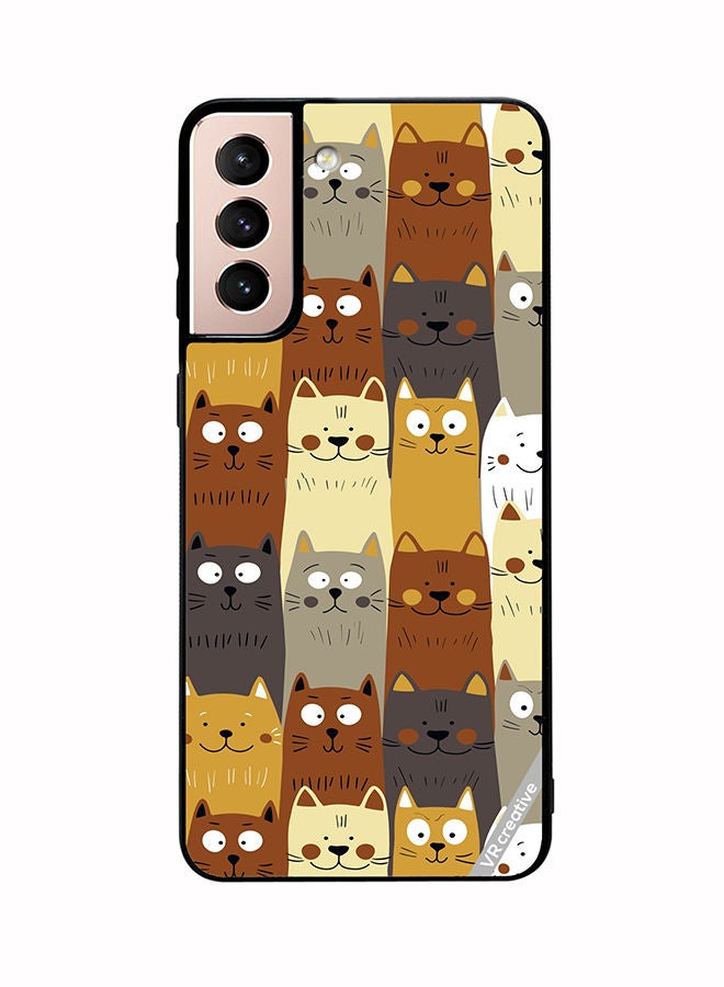 VR CREATIVE Protective Case Cover For Samsung Galaxy S21 Plus 5G Different Scandy Cats On Color Design Multicolour - Image 1