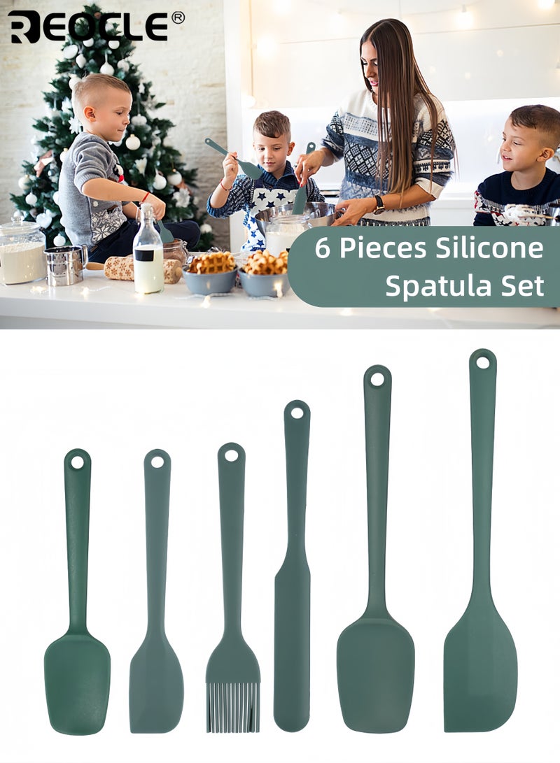 REOCLE 6PCS Silicone Spatula Set with Food Grade Material and Heat Resistant Design Cooking Utensils with Ergonomic Grip for Nonstick Cookware Use - Image 1