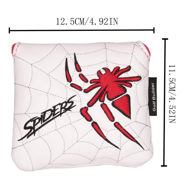 Golf Builder Spider Embroidery Golf Club Square Mallet Cover Spider Mallet Cover (White) - Image 4