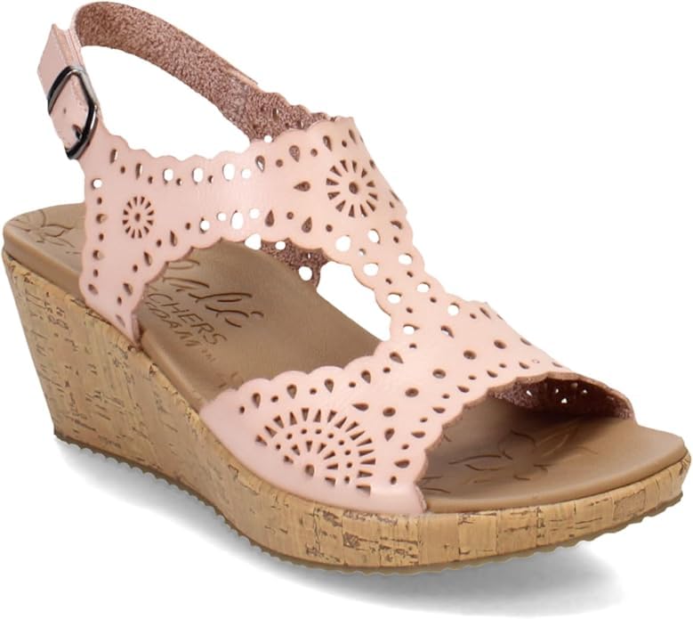Skechers Women's BEVERLEE - EASY TO ADORE wedge sandal, Blush 9 M - Image 3