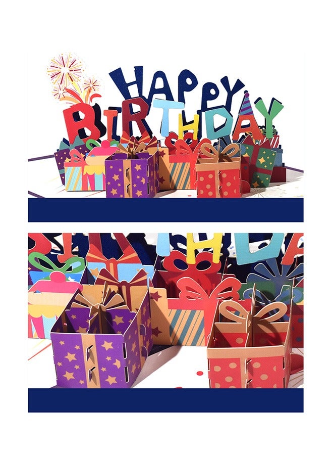 3D Pop Up Greeting Card, Foldable Stereoscopic Balloons Pull Flags Blessing Signature Birthday Greeting Card, Card Paper with Envelope - Image 4