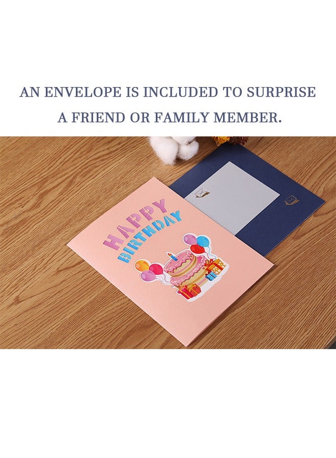 3D Pop Up Greeting Card, Foldable Stereoscopic Balloons Pull Flags Blessing Signature Birthday Greeting Card, Card Paper with Envelope - Image 3