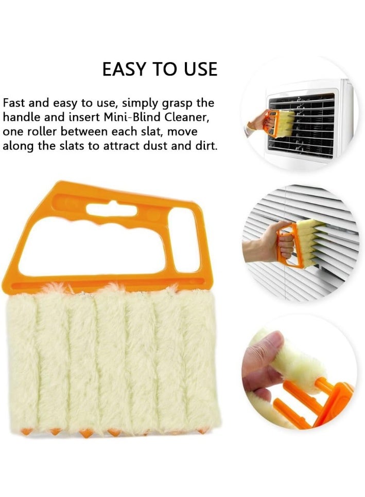 أداة تنظيف الستائر والنوافذ 7 أصابع قابلة للغسل – فرشاة غبار مزدوجة لتنظيف الستائر والمراوح وفتحات المكيف والكيبورد – أداة تنظيف منزلية متعددة الاستخدام - Image 2