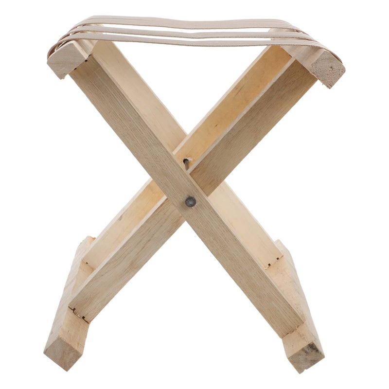 Portable Folding Camping Stool Small Wooden Seat With Nylon Carry Handle 28cm Height Lightweight Outdoor Fishing And Hiking Chair For Adults - Image 2