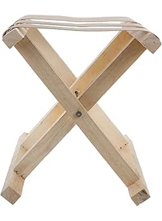 Portable Folding Camping Stool Small Wooden Seat With Nylon Carry Handle 28cm Height Lightweight Outdoor Fishing And Hiking Chair For Adults - Image 1