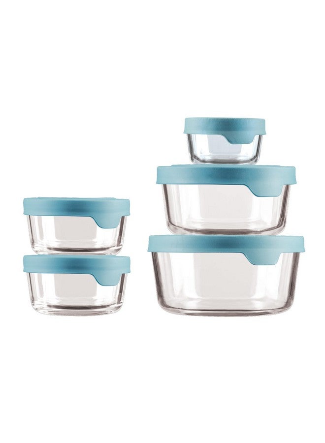 Anchor Hocking TrueSeal 10-piece Glass Food Storage Containers with Airtight Lids, Mineral Blue - Image 1