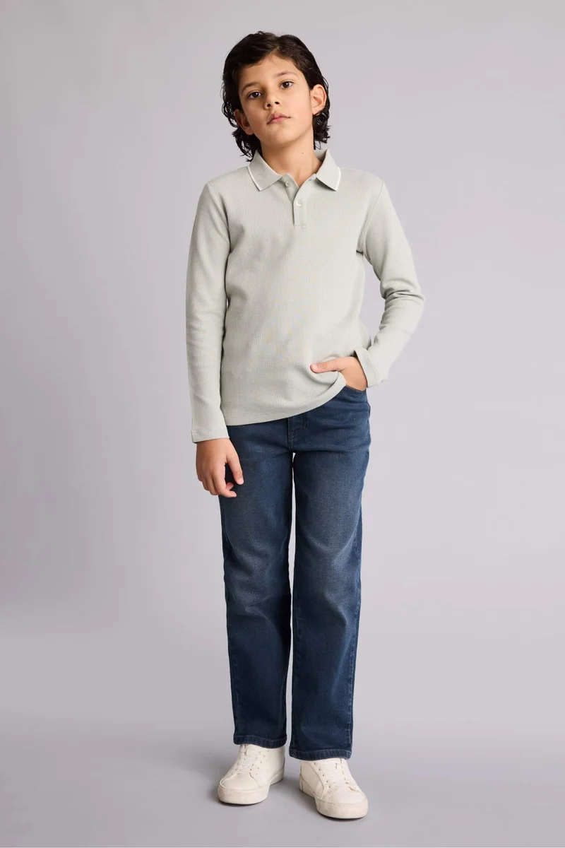 ديفاكتو Regular Fit Long Sleeve Polo T-Shirt