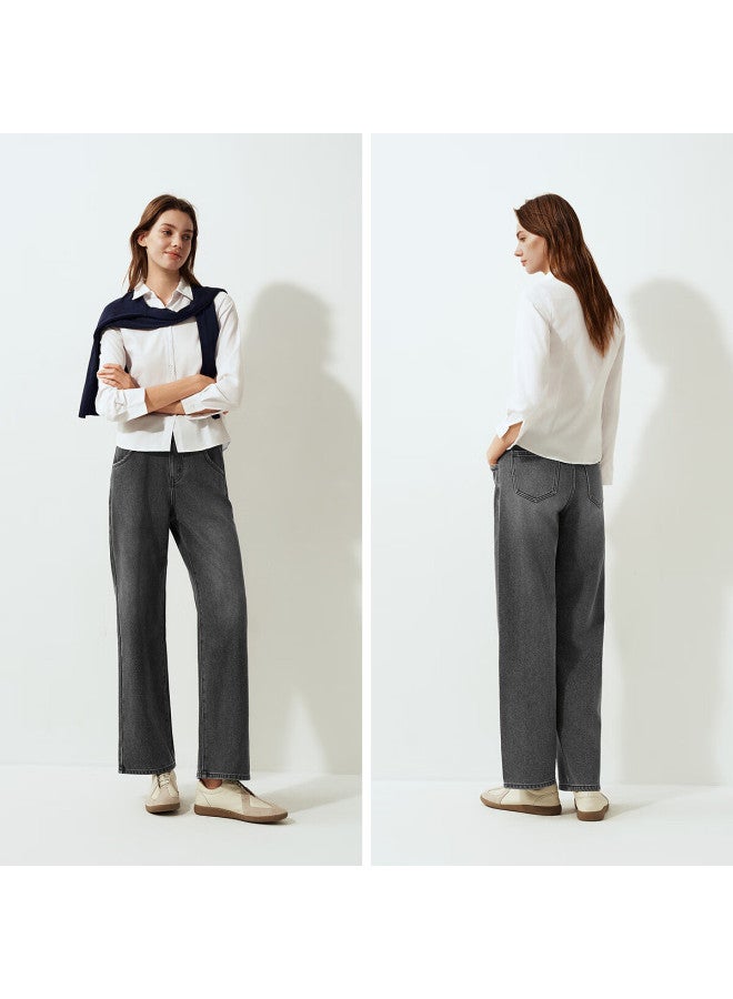 Semir Women's Denim Wide-leg Pants With Brushed Fabric, Hong Kong Style, Winter , Leg-lengthening Floor-length Trousers, Trendy On Instagram, 109725124002 - Image 2