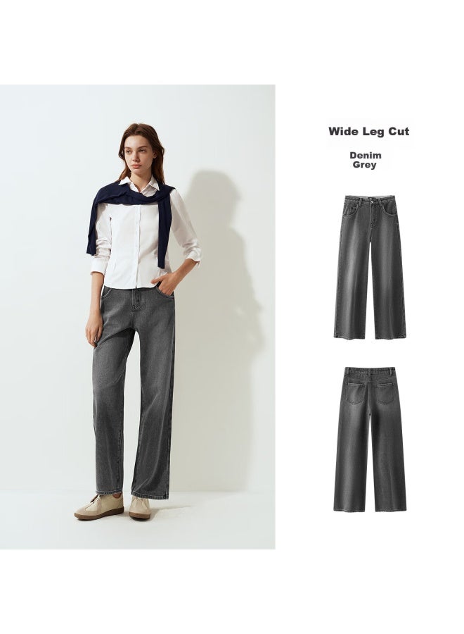 Semir Women's Denim Wide-leg Pants With Brushed Fabric, Hong Kong Style, Winter , Leg-lengthening Floor-length Trousers, Trendy On Instagram, 109725124002 - Image 4