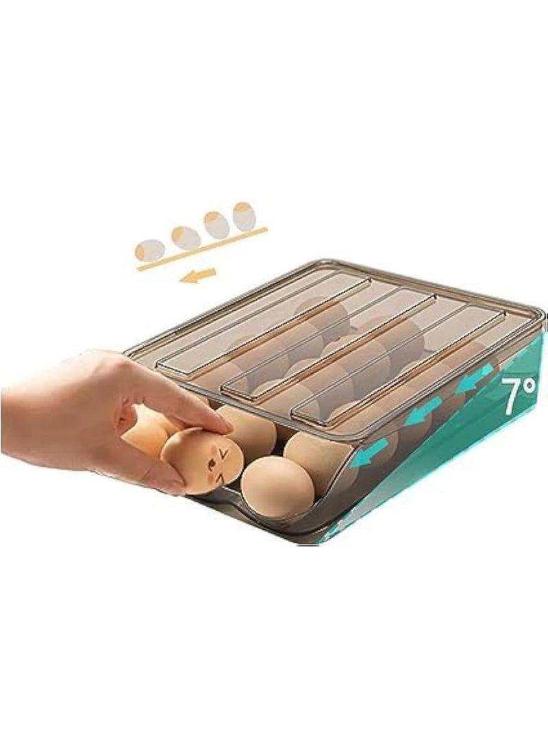 كازادورا صندوق تخزين البيض الأوتوماتيكي الكبير من كازادورا لتنظيم الثلاجة، لون بني شفاف، تصميم موفر للمساحة، يسع 18 بيضة، آلية تدحرج تلقائية لسهولة الوصول، مصنوع من بلاستيك عالي الجودة آمن للطعام، صندوق بيض شفاف لتوضيح الكمية بسرعة، قاعدة ثابتة مقاومة للانزلاق، وزن خفيف 0.58 كجم، أبعاد 30×35×7 سم، مثالي لتنظيم المطبخ والثلاجات المنزلية والمطاعم والمقاهي، تصميم عصري أنيق يناسب جميع الثلاجات، يحافظ على البيض طازجًا ومنظمًا دائمًا - Image 1