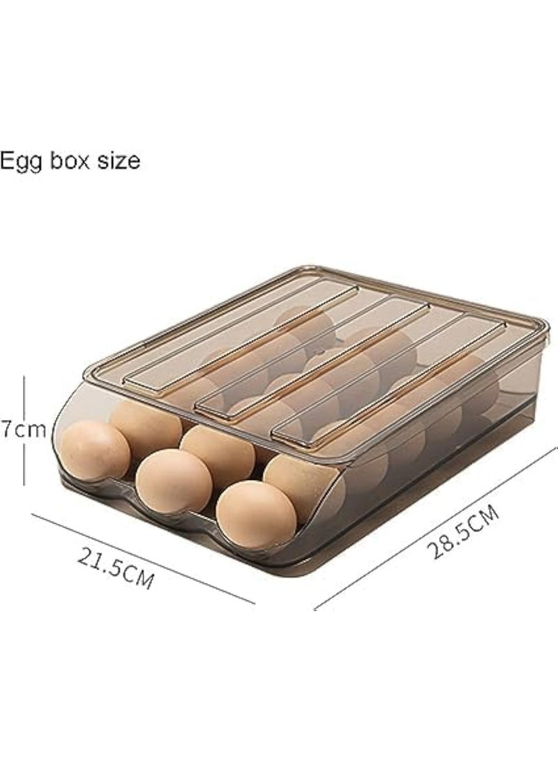 كازادورا صندوق تخزين البيض الأوتوماتيكي الكبير من كازادورا لتنظيم الثلاجة، لون بني شفاف، تصميم موفر للمساحة، يسع 18 بيضة، آلية تدحرج تلقائية لسهولة الوصول، مصنوع من بلاستيك عالي الجودة آمن للطعام، صندوق بيض شفاف لتوضيح الكمية بسرعة، قاعدة ثابتة مقاومة للانزلاق، وزن خفيف 0.58 كجم، أبعاد 30×35×7 سم، مثالي لتنظيم المطبخ والثلاجات المنزلية والمطاعم والمقاهي، تصميم عصري أنيق يناسب جميع الثلاجات، يحافظ على البيض طازجًا ومنظمًا دائمًا - Image 3