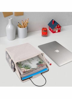 Generic Multi-Pocket Wall Organizer for Home Bedroom Bathroom Kitchen Stylish Linen Cotton Storage Solution with Hooks Gray  - Image 5