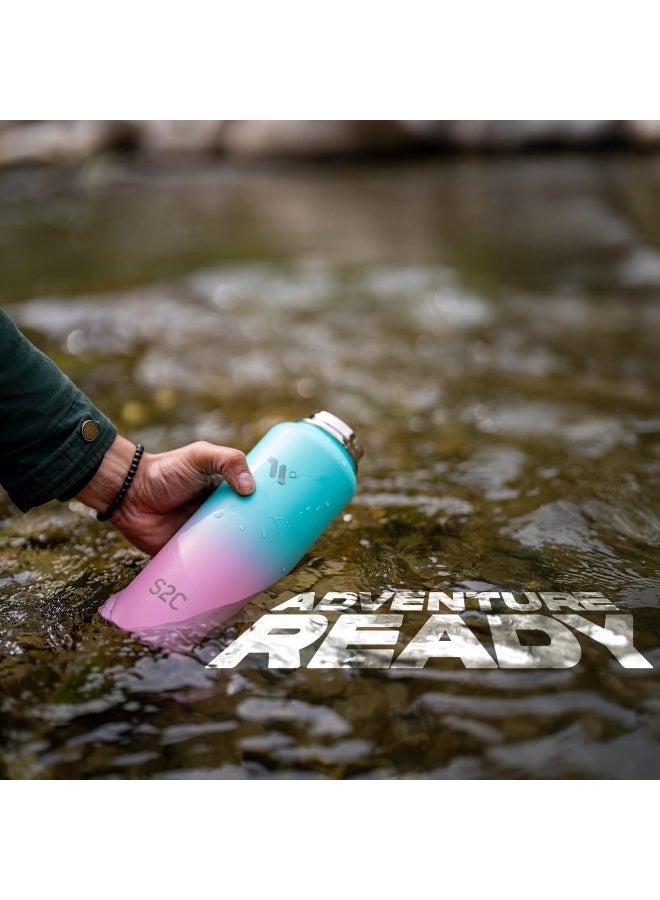 S2C 1200ml Stainless Steel Insulated Water Bottle - Keeps Drinks Cold 24H & Hot 12H, Leakproof, 3 Lids for Camping & Outdoor Adventures - Image 3