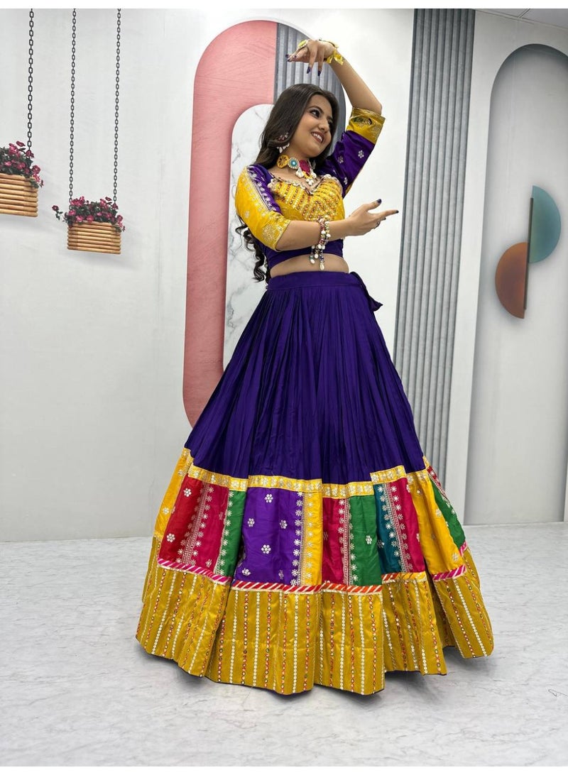 Super Asian Premium Pure Cotton Lehenga Choli with Heavy Embroidery & Sequence Work – 6m Flair | Canvas Patta | Faux Georgette Dupatta - Image 2