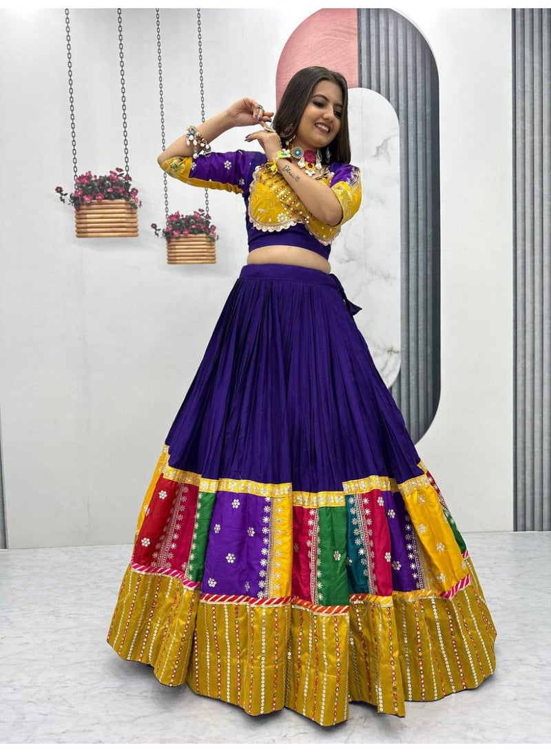 Super Asian Premium Pure Cotton Lehenga Choli with Heavy Embroidery & Sequence Work – 6m Flair | Canvas Patta | Faux Georgette Dupatta - Image 4