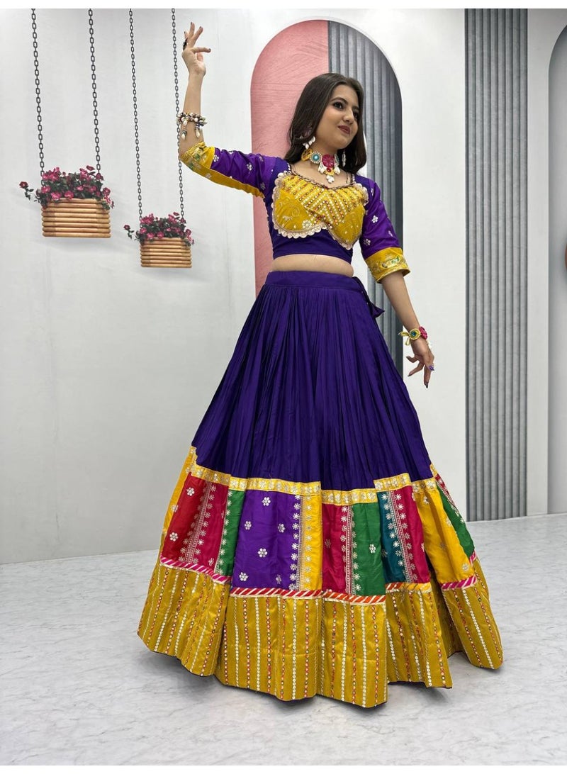 Super Asian Premium Pure Cotton Lehenga Choli with Heavy Embroidery & Sequence Work – 6m Flair | Canvas Patta | Faux Georgette Dupatta - Image 3