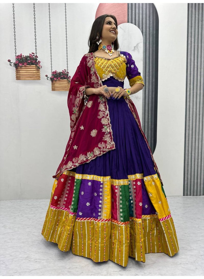 Super Asian Premium Pure Cotton Lehenga Choli with Heavy Embroidery & Sequence Work – 6m Flair | Canvas Patta | Faux Georgette Dupatta - Image 1