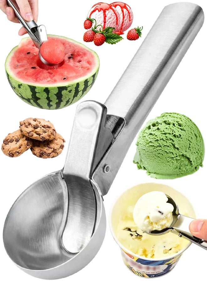 Stainless Steel Ice Cream Scoop, With Trigger & Comfortable Handle, Dishwasher Safe, Perfect For DIY Ice Cream, Baking, Fruit, Frozen Yogurt - Image 1