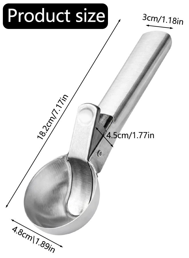 Stainless Steel Ice Cream Scoop, With Trigger & Comfortable Handle, Dishwasher Safe, Perfect For DIY Ice Cream, Baking, Fruit, Frozen Yogurt - Image 2