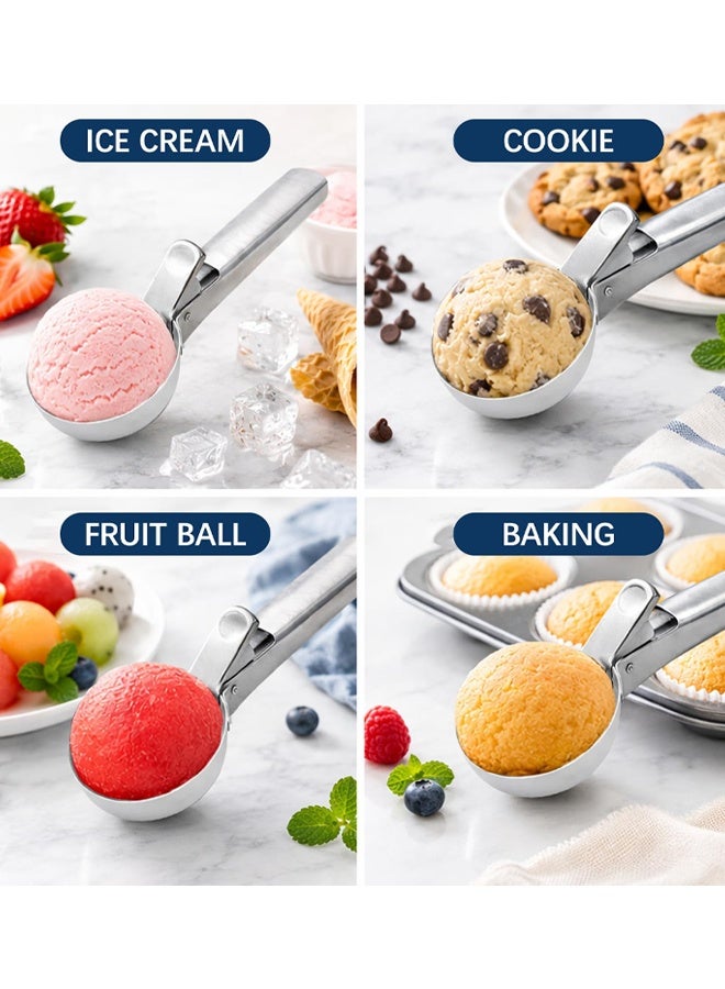Stainless Steel Ice Cream Scoop, With Trigger & Comfortable Handle, Dishwasher Safe, Perfect For DIY Ice Cream, Baking, Fruit, Frozen Yogurt - Image 4