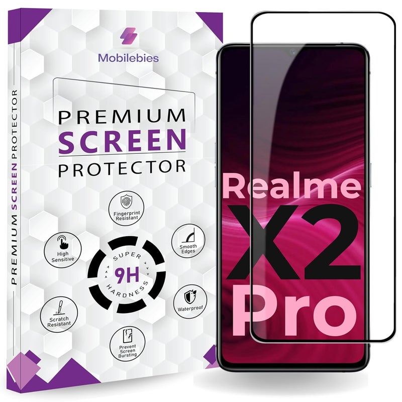 Mobilebies Premium Tempered Glass Screen Protector Guard For Realme X2 Pro (6.5 Inch, Pack of 1) | Edge to Edge Coverage With Easy to installation kit - Image 1