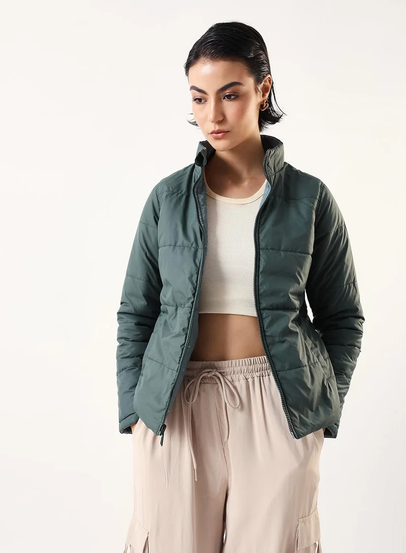 دينيس لينغو جاكيت نسائي مبطن بطبعة بترول بوليستر % قابل للعكس بقصة عادية