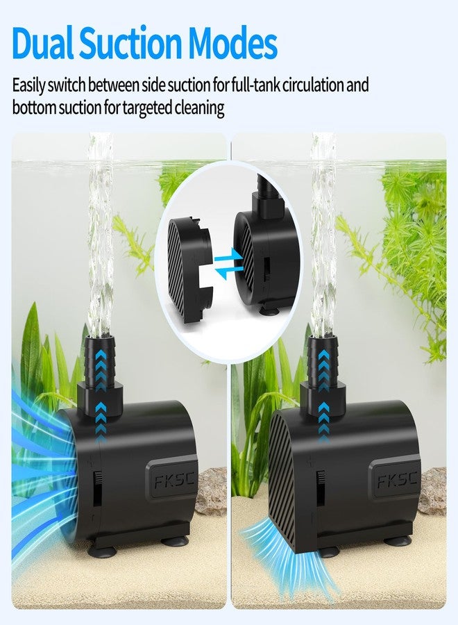 FKSC 120 GPH Fountain Pump - Submersible Water Pump, Ultra Quiet with Adjustable Flow for Fish Tanks, Ponds, Aquariums, Hydroponics & Statuary, Dual-Suction Side/Bottom Intake (Black) - Image 4