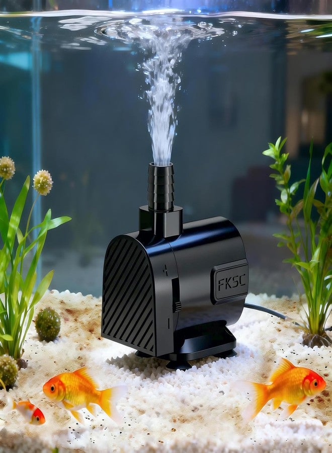 FKSC 120 GPH Fountain Pump - Submersible Water Pump, Ultra Quiet with Adjustable Flow for Fish Tanks, Ponds, Aquariums, Hydroponics & Statuary, Dual-Suction Side/Bottom Intake (Black) - Image 1