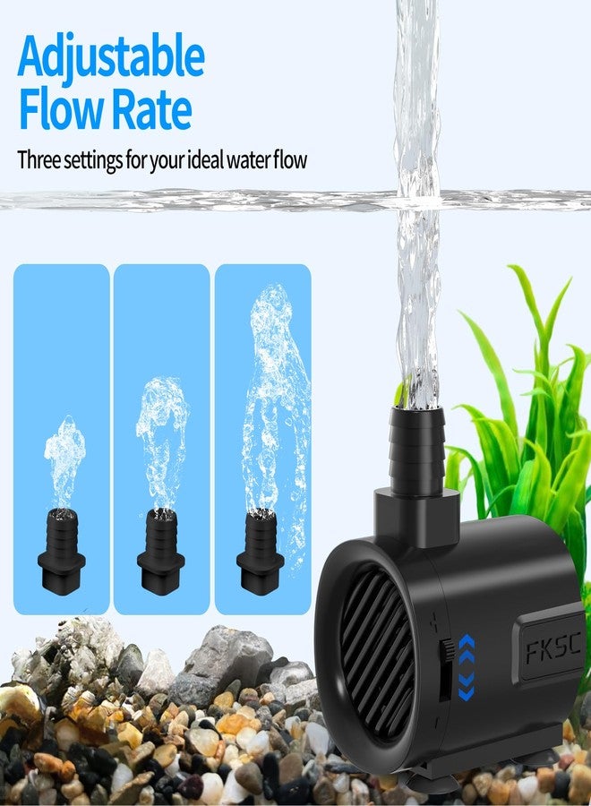 FKSC 120 GPH Fountain Pump - Submersible Water Pump, Ultra Quiet with Adjustable Flow for Fish Tanks, Ponds, Aquariums, Hydroponics & Statuary, Dual-Suction Side/Bottom Intake (Black) - Image 5