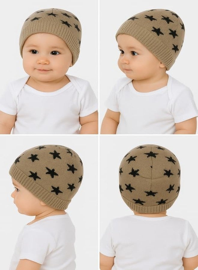MIKONIKO Baby Girl Boy Winter Cap Set for Kids | Soft Woolen Head Warmer & Skull Cap | Winter Protection Hat for Infants & Toddlers (1 Years - 10 Years),2 Pcs Beige - Image 5
