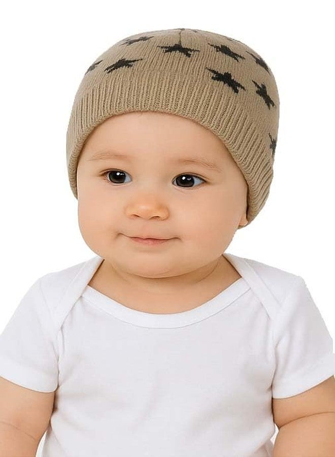 MIKONIKO Baby Girl Boy Winter Cap Set for Kids | Soft Woolen Head Warmer & Skull Cap | Winter Protection Hat for Infants & Toddlers (1 Years - 10 Years),2 Pcs Beige - Image 1