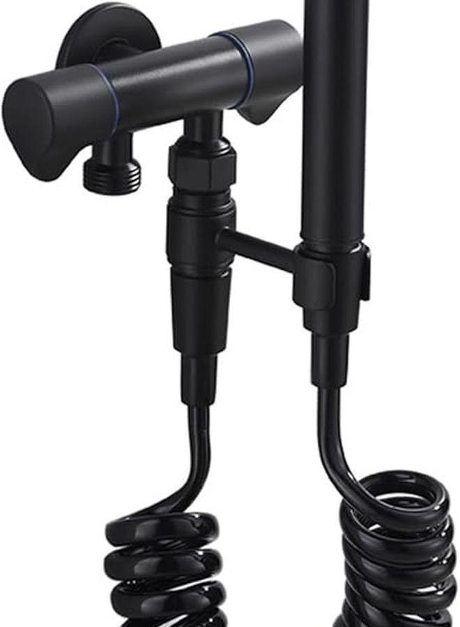 بخاخ مرحاض محمول من النحاس الأسود مع خرطوم ورف لغسل الحفاضات والحيوانات الأليفة - Image 1