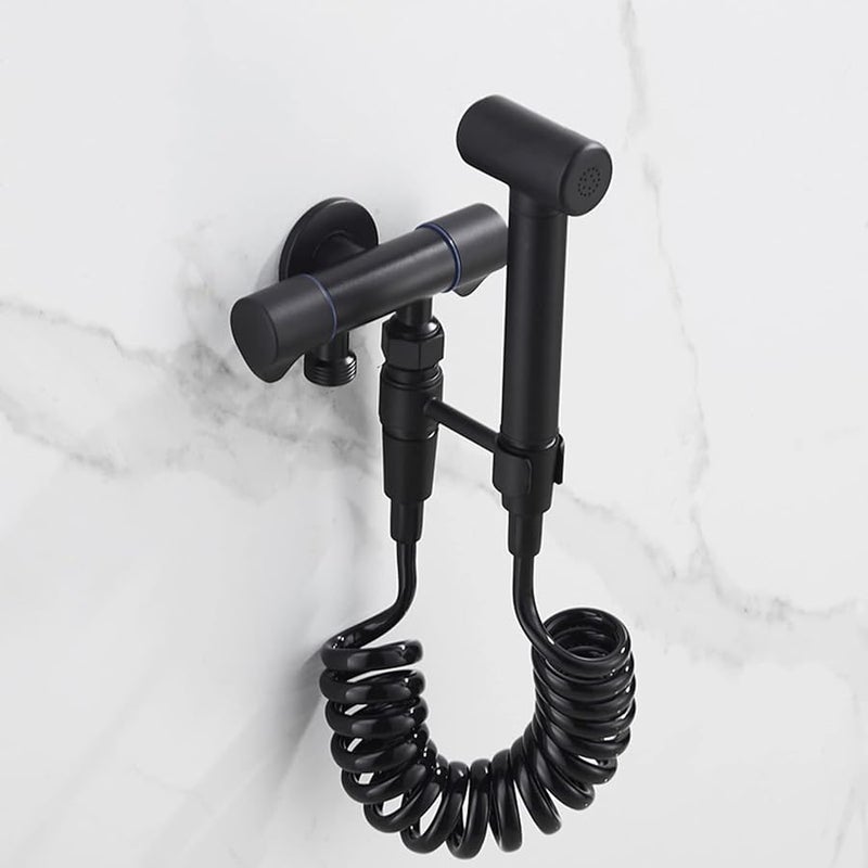 بخاخ مرحاض محمول من النحاس الأسود مع خرطوم ورف لغسل الحفاضات والحيوانات الأليفة - Image 4