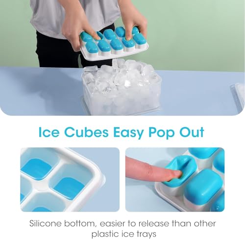 DOQAUS Ice Cube Tray with Lid and Bin, 4 Pack Silicone Plastic Ice Cubes Trays for Freezer with Box/Container, Stackable with Storage Iced Bucket Kits, Scoop, for RV, Soup, Food, Cocktail, Coffee - Image 4