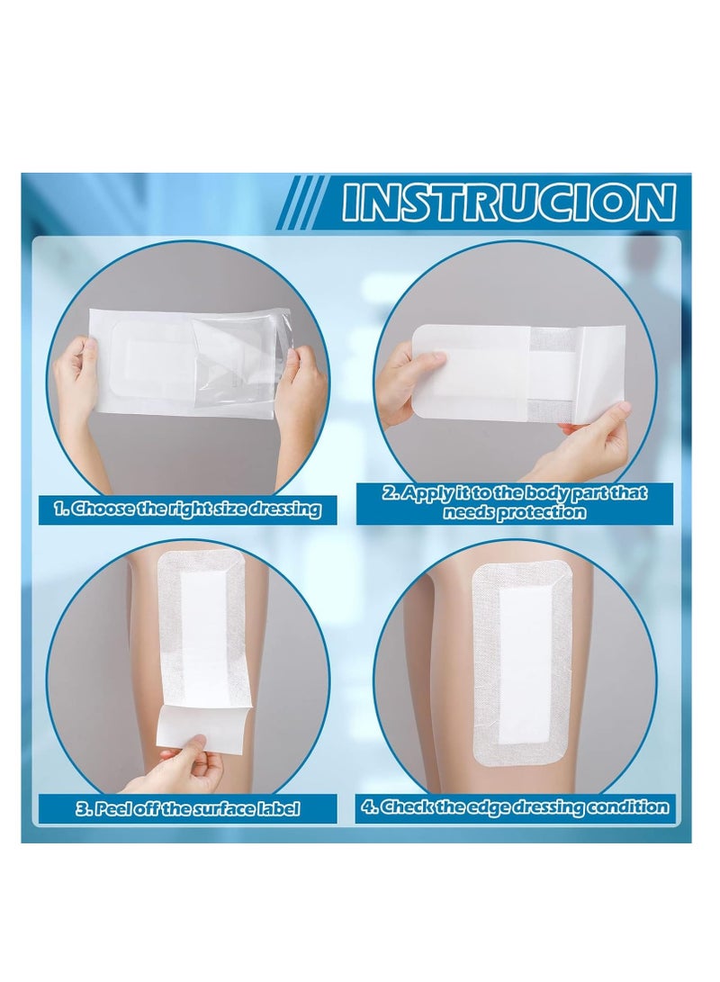 SYOSI 40 Pcs Waterproof Adhesive Island Dressing, 4" x 10" Sterile Island Wound Dressing, Breathable Bordered Gauze Dressing, Individually Wrapped Latex Free Bandages for Blister Wound Care(4x8 In) - Image 4