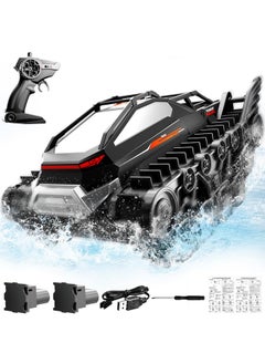 Rc Tank - Amphibious Remote Control Car, 2.4Ghz Off-Road Remote Control Tank, All Terrain Crawler Rc Cars With 2 Rechargeable Batteries, Christmas Birthday Gifts Toys For Kids, Boys & Girls