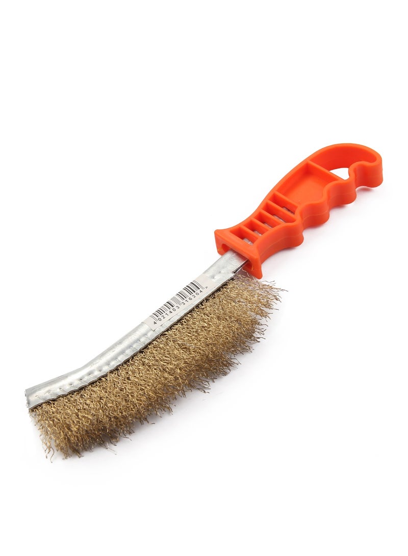 KSEIBI Plastic Hand Brush, Brass Coated, 10", cleaning Tool, Brass Wire Brush, Rust Removal, Scrub Away Dirt, Household Cleaning, Commercial Cleaning, Automotive Detailing and Various Cleaning.  - Image 1