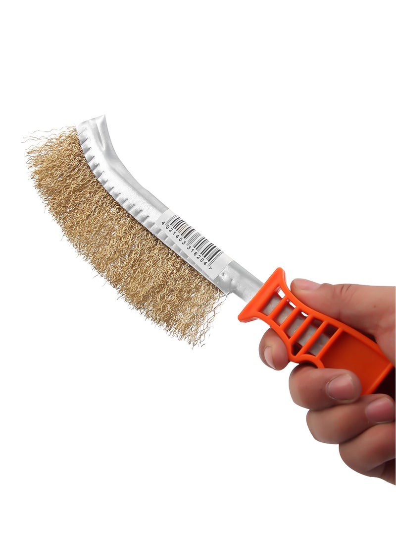 KSEIBI Plastic Hand Brush, Brass Coated, 10", cleaning Tool, Brass Wire Brush, Rust Removal, Scrub Away Dirt, Household Cleaning, Commercial Cleaning, Automotive Detailing and Various Cleaning.  - Image 4