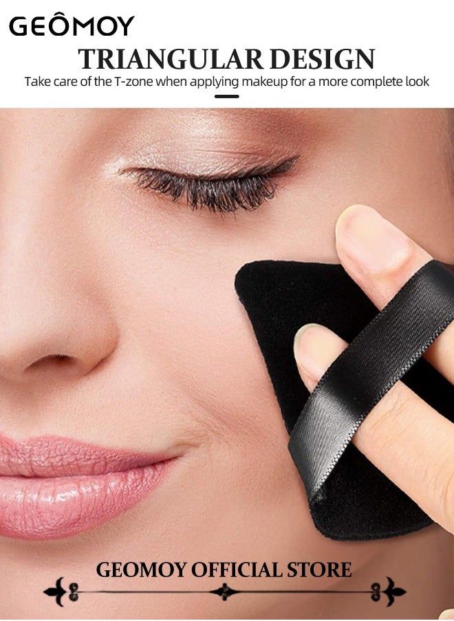 Geomoy - 5 in 1 Portable Mini Makeup Brushe Set with 6pcs Triangle Powder Puff Eyeshadow Brush & Lip  Brush & Face  Brush & Foundation Brush & Powder Puff Convenient for Daily Makeup - Image 1