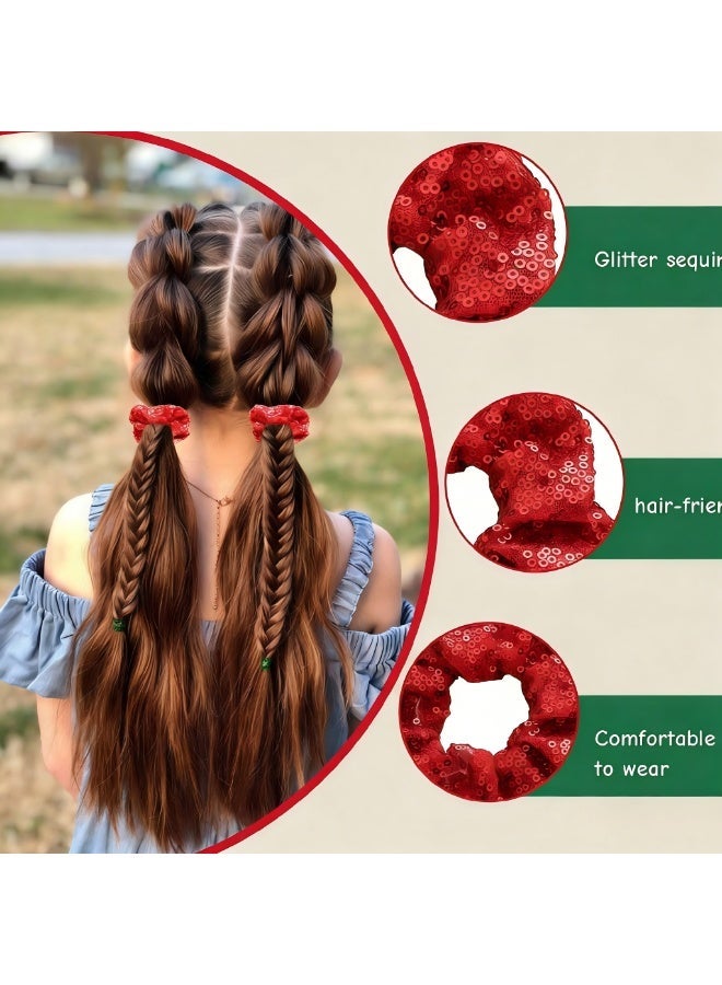 قطعتان من ربطات الشعر الحريرية اللامعة باللونين الأحمر والذهبي، ربطات شعر مرنة للنساء، ربطات شعر بتصميم ترتر أحمر، حامل ذيل حصان للبنات، مناسب لذيل الحصان، الشعر المستعار، وتجعيدات الشعر الراتنجية - Image 5