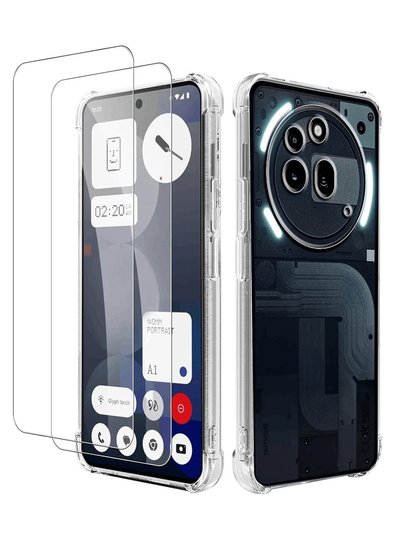 Aookay [1+2] for Nothing phone 3A Pro Case, with Tempered Glass Screen Protector(2 Pcs), Ultra Transparent Anti-Scratch Soft TPU Cover Case Shock Absorption Rugged Bumper with Reinforced Corners Transparent Protective Cover (Clear) - Image 1