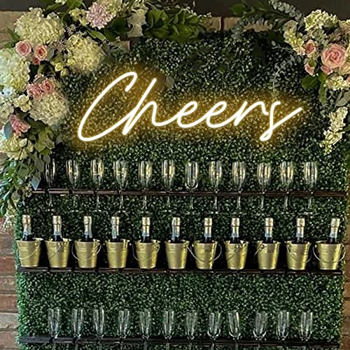 HFHungkeong Cheers Neon Sign USB Powered with Dimmable Switch,LED Neon Light Sign for Wall Background Decor,Cheer Light Up Sign Neon for Bar Birthday Party Wedding 16.5 * 7in(Warm White) - Image 2