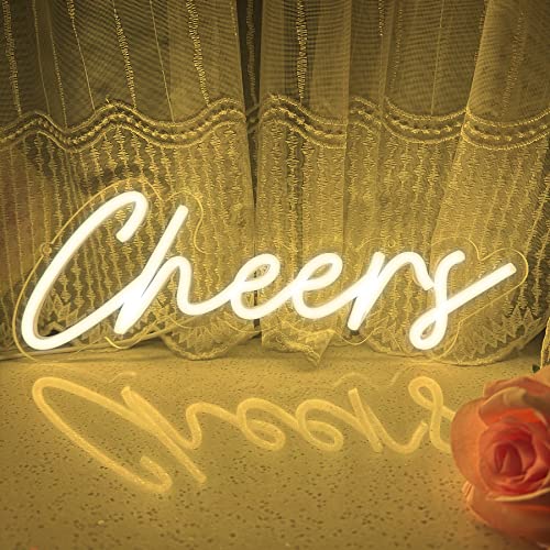 HFHungkeong Cheers Neon Sign USB Powered with Dimmable Switch,LED Neon Light Sign for Wall Background Decor,Cheer Light Up Sign Neon for Bar Birthday Party Wedding 16.5 * 7in(Warm White) - Image 3