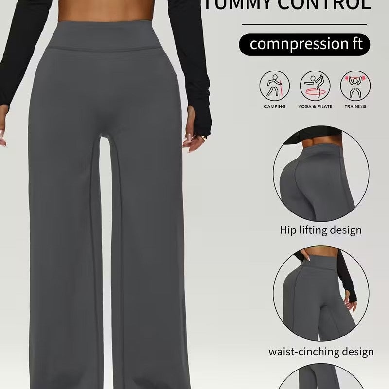 Women's Straight Leg Yoga Pants Soft Skin Friendly Loose Fit Butt Lifting Workout Leggings - Image 3